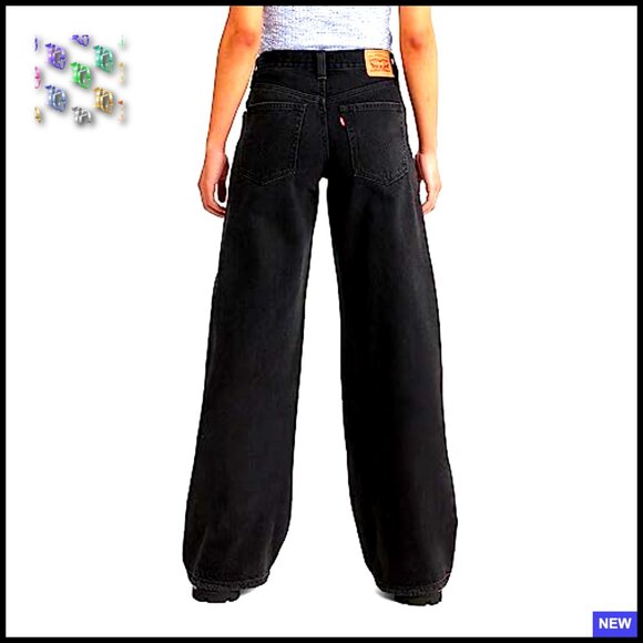Wide Leg Baggy Jeans Y2K Retro Streetwear Non-Stretch Loose Fit - Picture 3 of 5